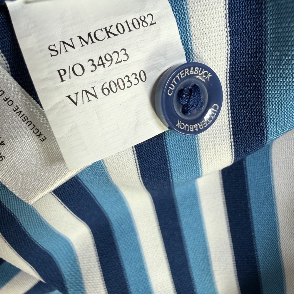 Cutter & Buck‎ Polo Shirt Men XXXL Blue White Striped Stretch Logo Golf Outdoor - Picture 7 of 9